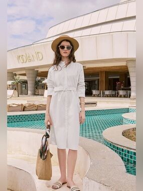 Petite Studio Miles Cotton Midi Dress in White
